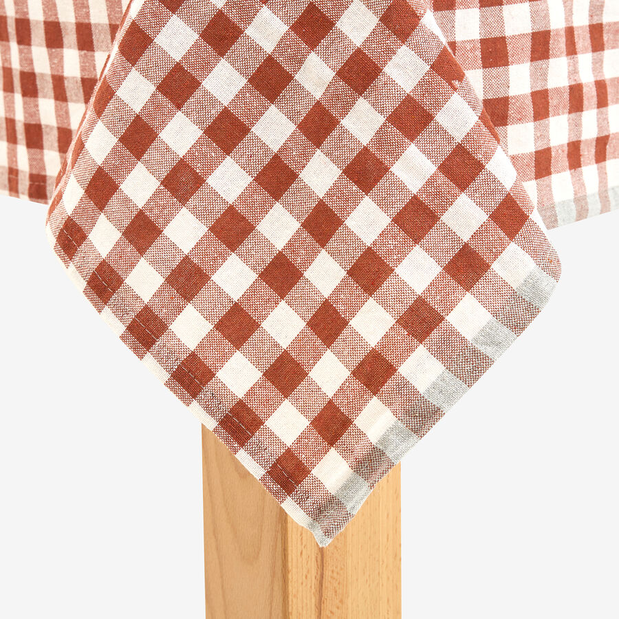 Mantel de algod&oacute;n cuadros cobre Amalfi 150x200cm