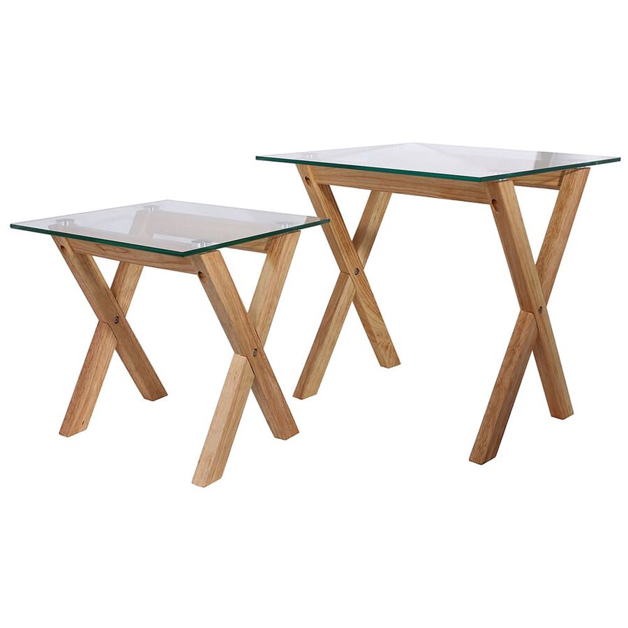 Conjunto de 2 mesas auxiliares nido de cristal