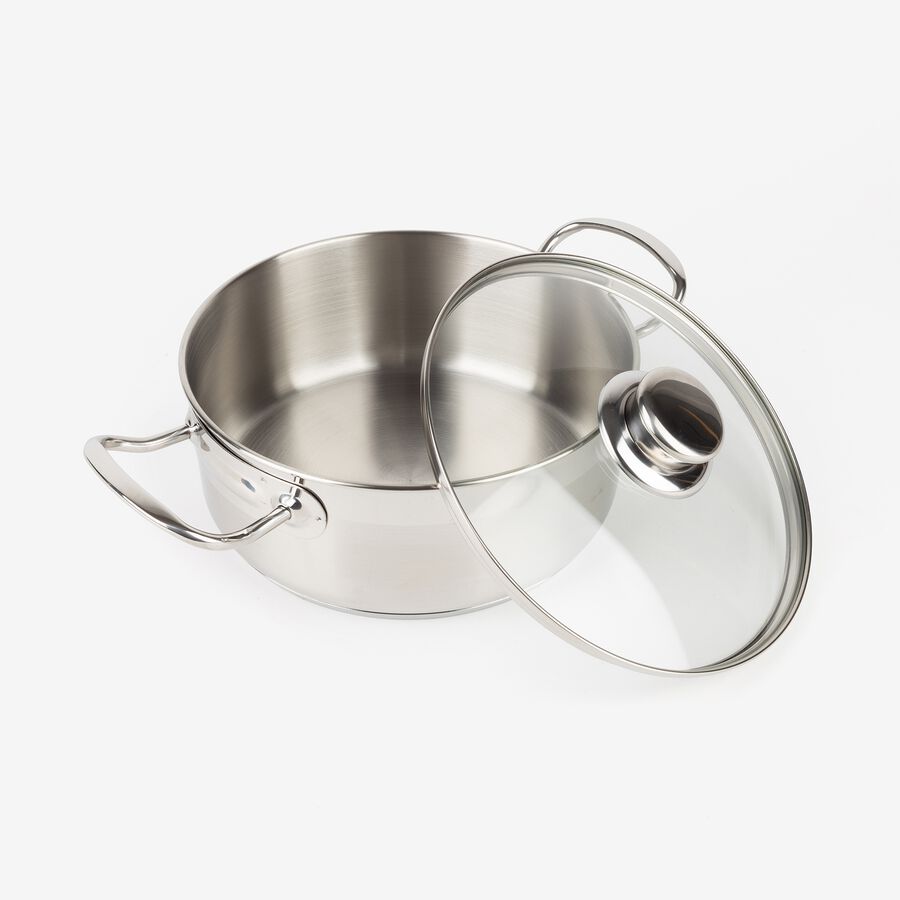 Cacerola de acero inoxidable con tapa de cristal Ø20cm