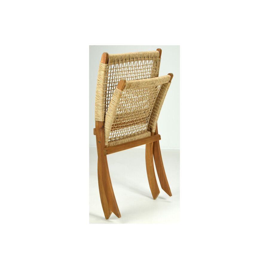 Butaca plegable de madera de acacia y ratán Amira 62x24x100cm