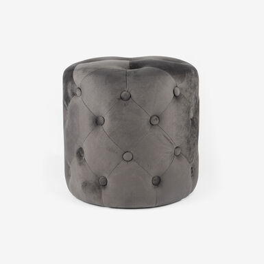 Puf velvet gris Jorja Ø38cm