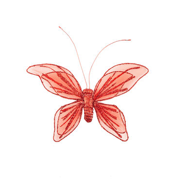 Mariposa decorativa roja 17x14cm