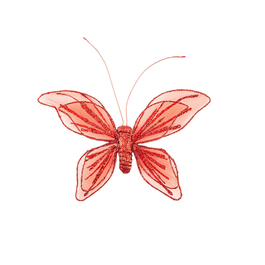 Mariposa decorativa roja 17x14cm
