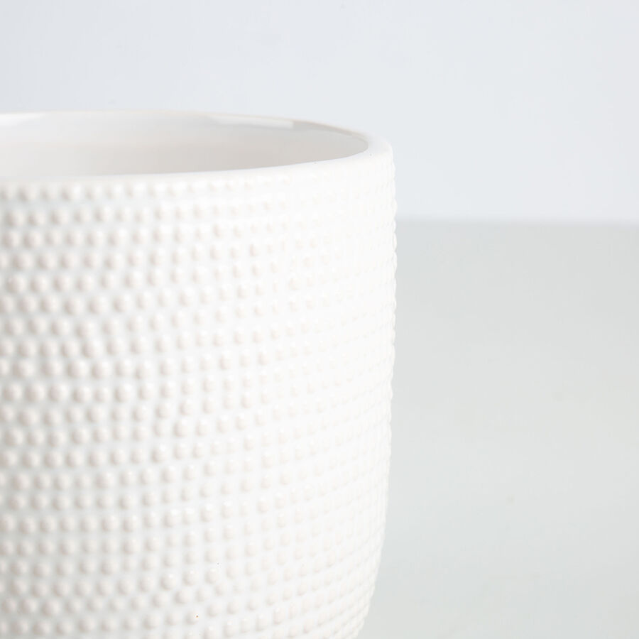 Macetero blanco de cer&aacute;mica &Oslash;10,5x9cm