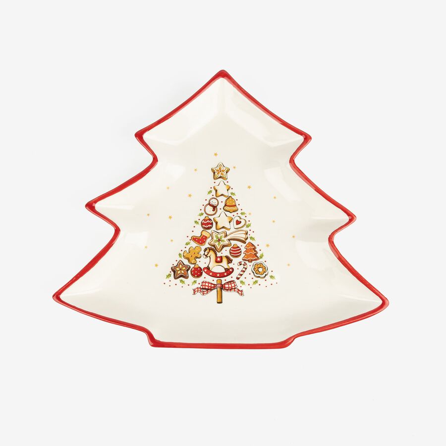 Plato de cer&aacute;mica &Aacute;rbol Navidad 28x23cm