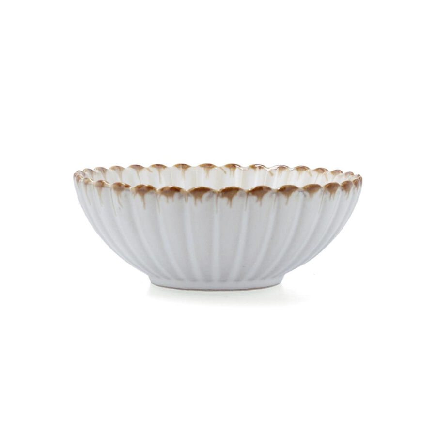 Bol con relieve beige de porcelana Cremier &Oslash;14x5,2cm