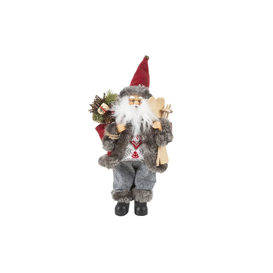Figura decorativa Santa Claus rojo Esquís 30cm