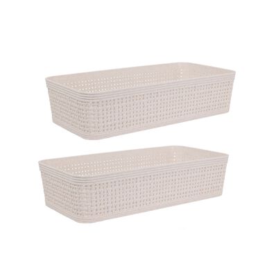 Set de 2 cestas beige Badet 25x13x6cm