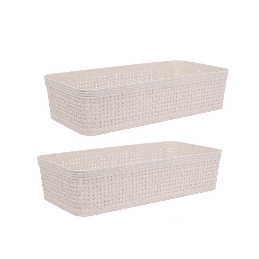 Set de 2 cestas beige Badet 25x13x6cm