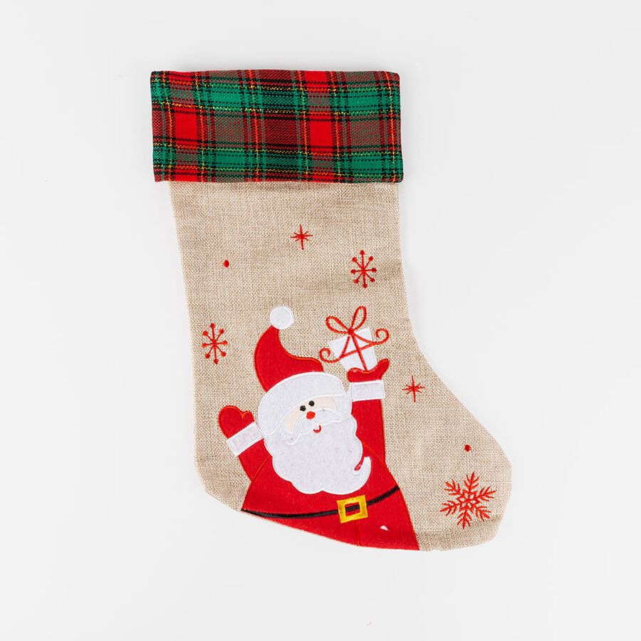 Calcet&iacute;n de Santa Claus de yute en varios modelos 42cm
