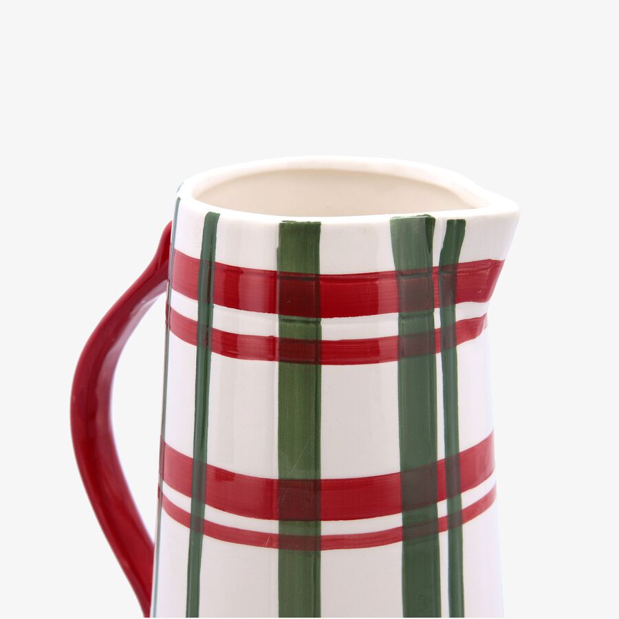 Jarra de dolomita a cuadros verde y rojo 22cm Clau&Chloe
