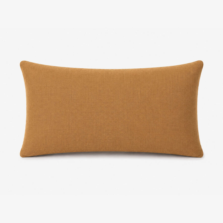 Funda de coj&iacute;n amarilla de poli&eacute;ster y lino Bruma 30x45cm