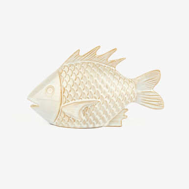 Figura decorativa de cerámica blanca Fish Sea 17,5x6,9x10,3cm