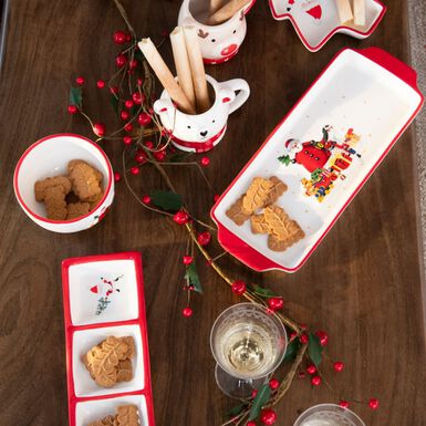 Bandeja rectangular de cerámica Santa Claus 40x15cm