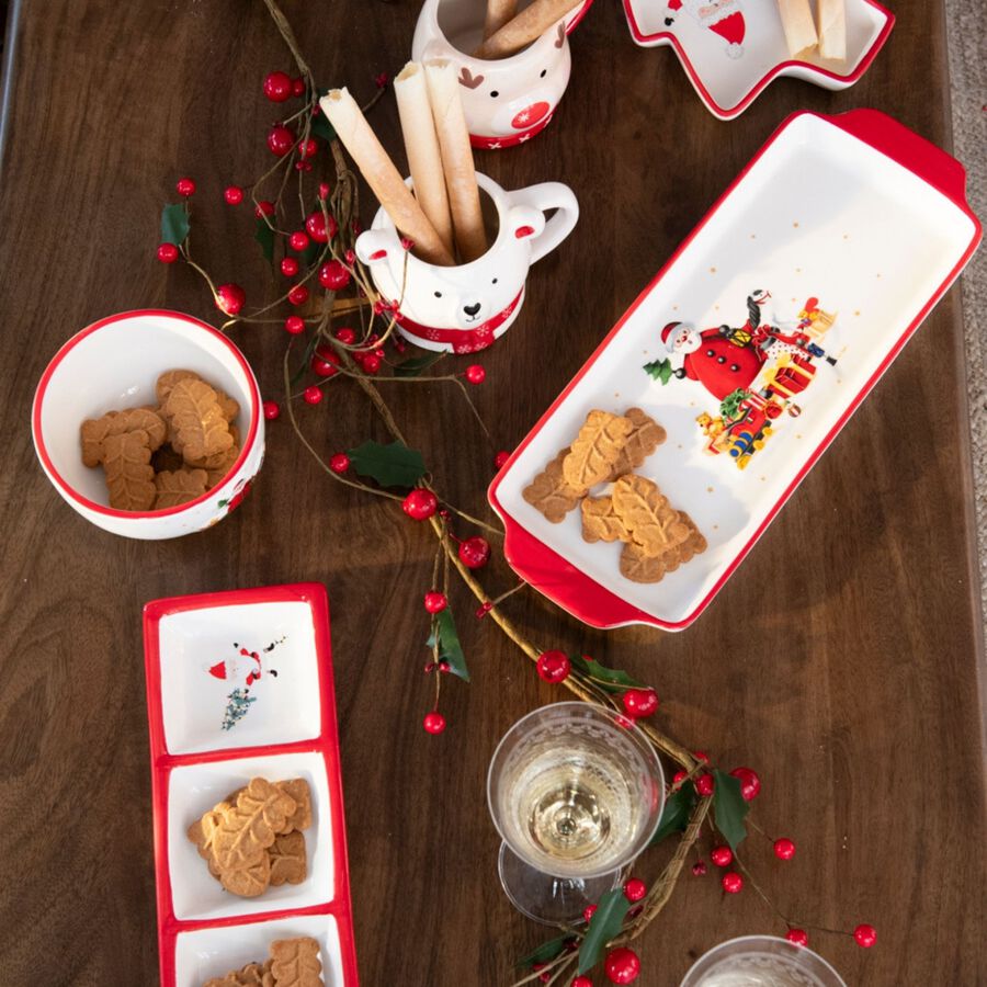 Bandeja rectangular de cerámica Santa Claus 40x15cm