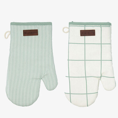 Set 2 manoplas de horno verdes de tejido reciclado Okapi due