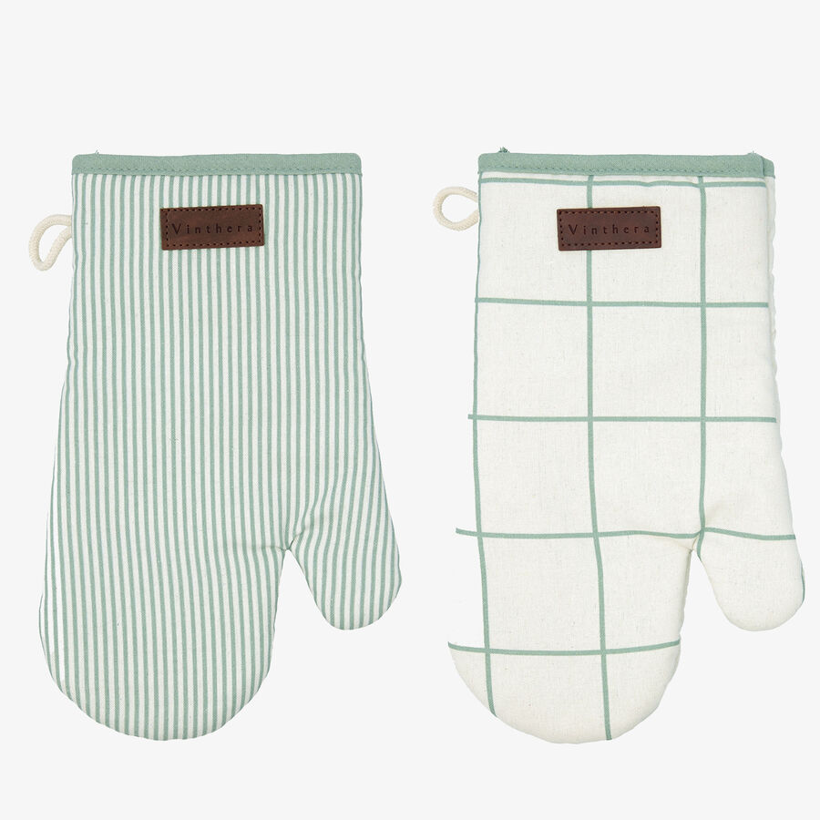 Set 2 manoplas de horno verdes de tejido reciclado Okapi due
