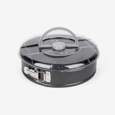 Molde desmontable redondo con tapa y asa 26cm