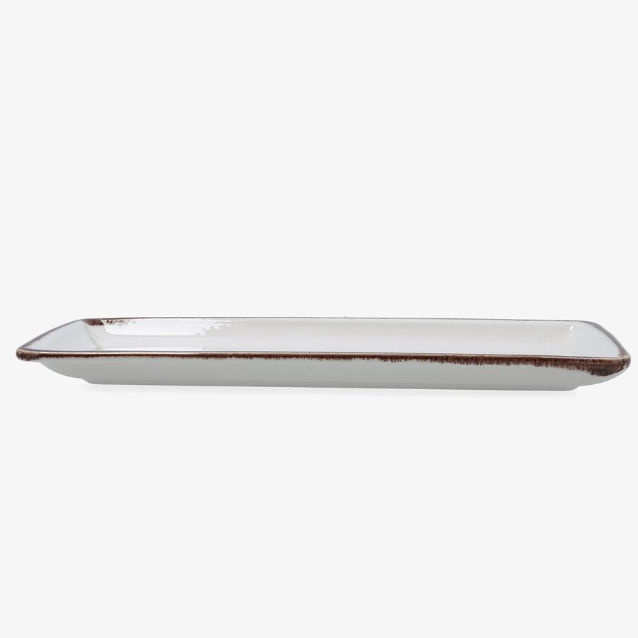 Bandeja rectangular blanca de porcelana Pietra 34x16cm