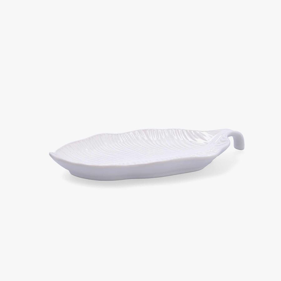 Bandeja con forma de hoja de porcelana blanca Bosco 27x16cm