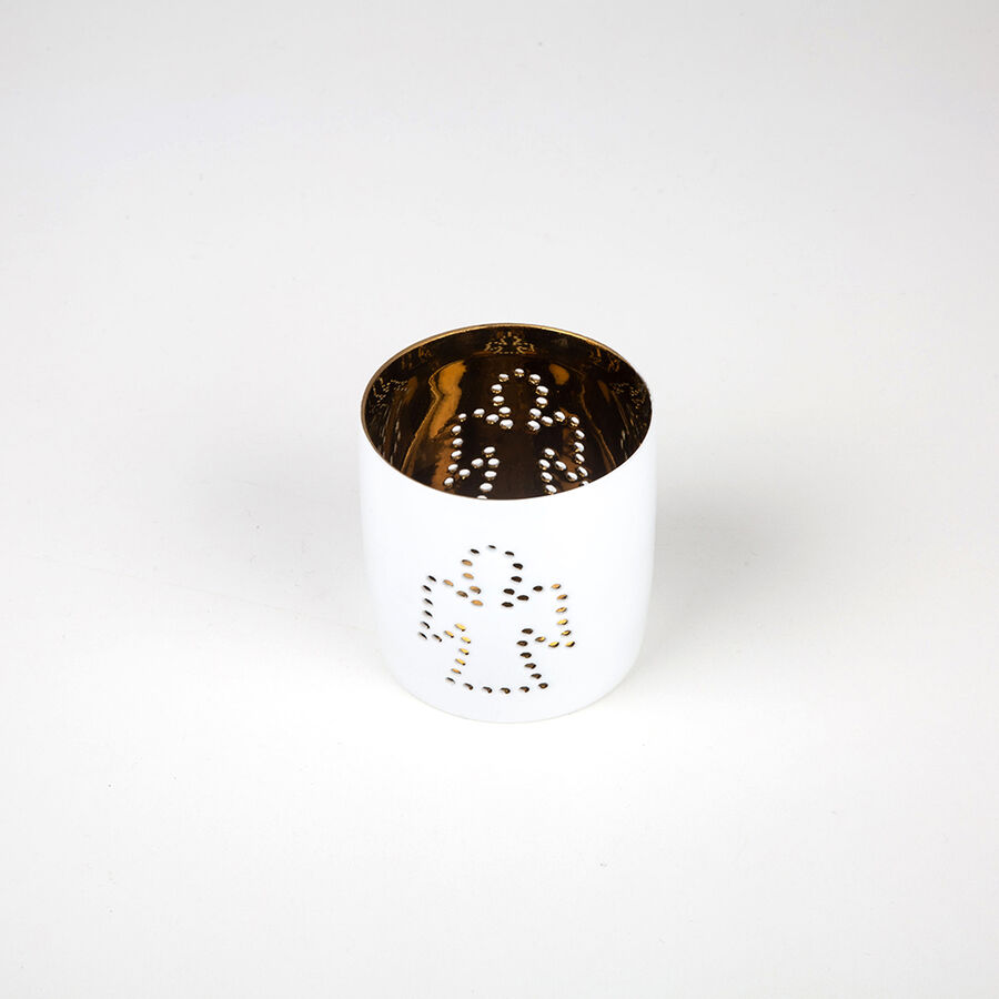 Portavelas blanco y dorado &aacute;ngel &Oslash;7cm