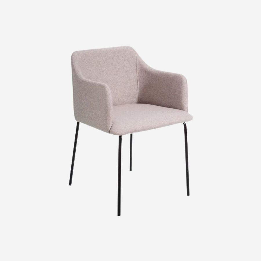 Set de 2 sillas de comedor con reposabrazos de metal beige Caleb 52x53x77cm