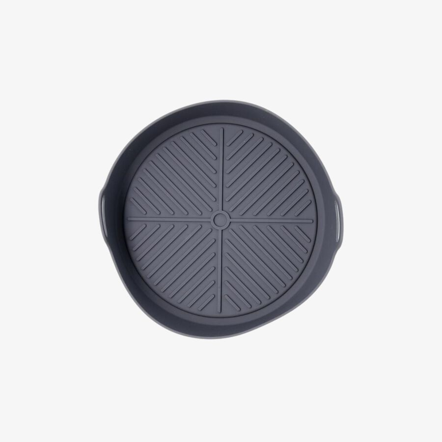 Cesta redonda de silicona gris para freidora de aire Ø22x9cm