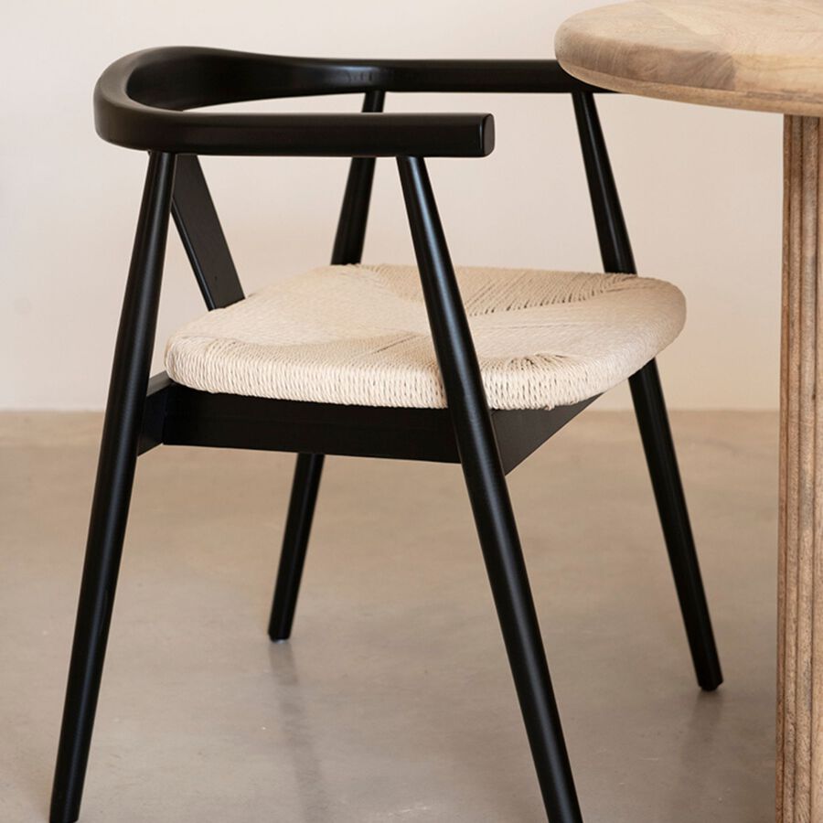 Silla de comedor de madera de haya negra Lilia 56x56x73cm