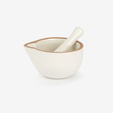 Mortero con ribete marrón de gres Ø11x10cm