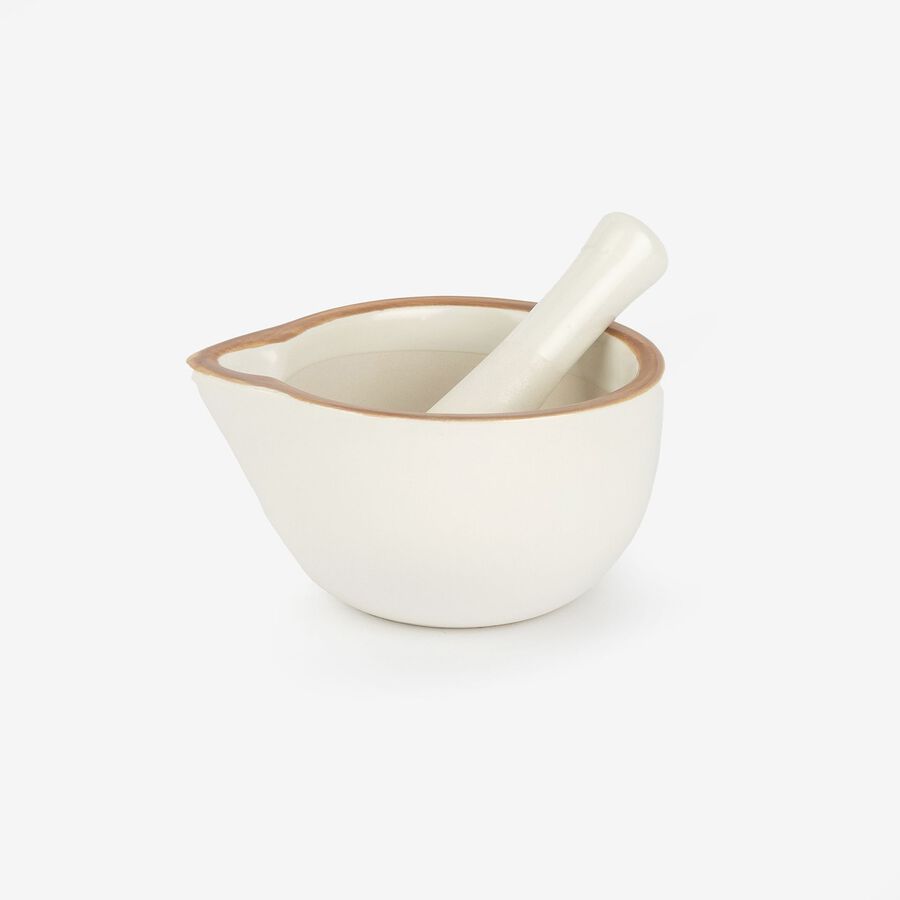 Mortero con ribete marrón de gres Ø11x10cm