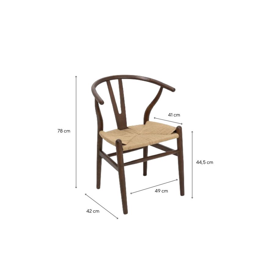Silla de comedor de madera marron oscuro Irma 49x42x78cm Clau&Chloe