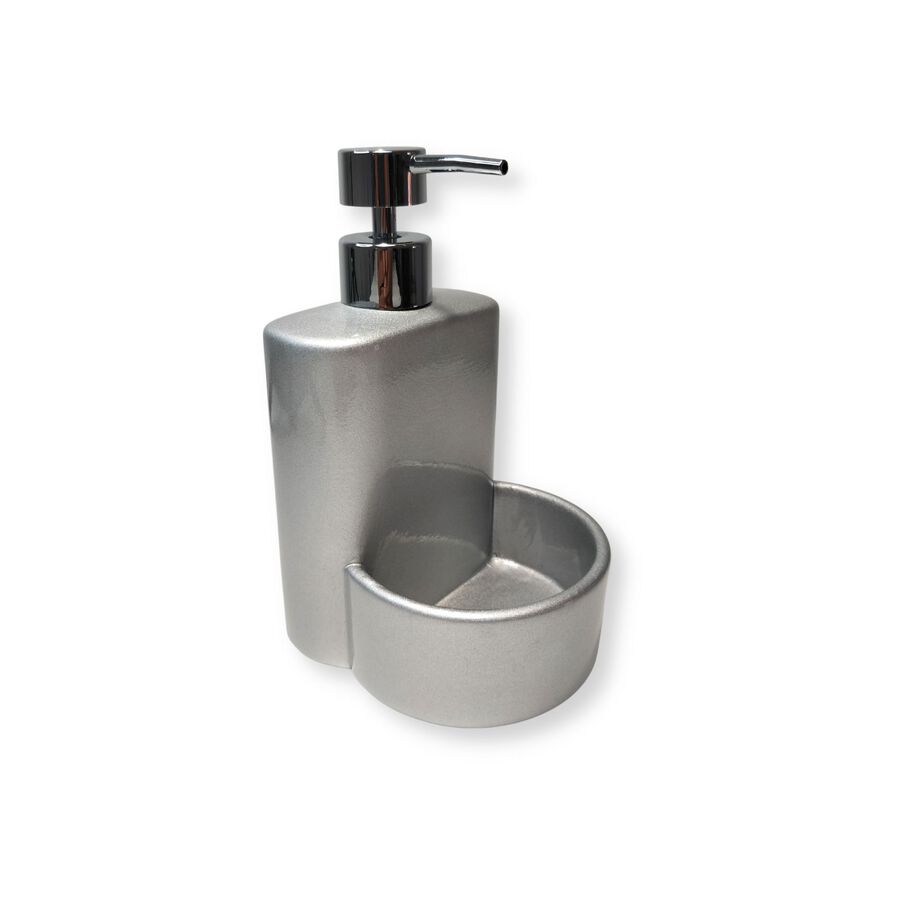 Dispensador de jabón de cocina de plástico gris 10x12x18cm