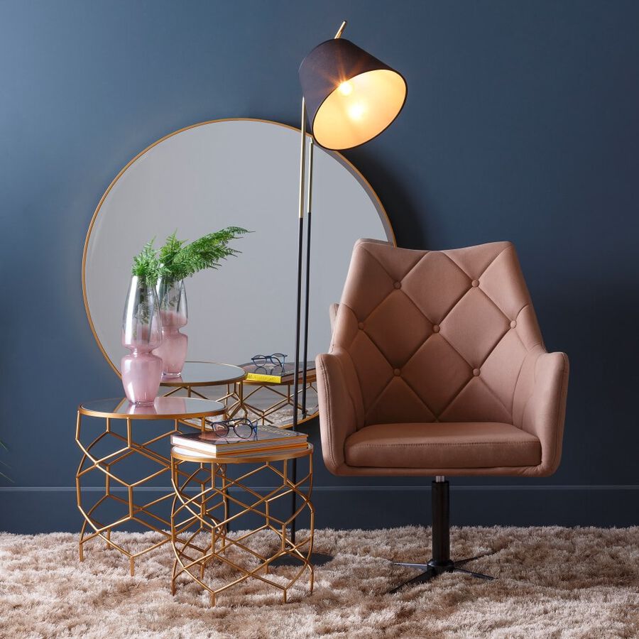 Espejo de pared redondo dorado Ø100cm