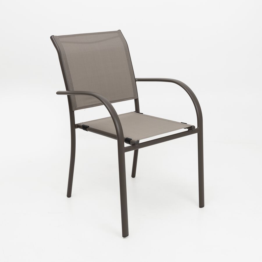 Silla de jardín apilable con reposabrazos de aluminio marrón Feroe 65x56x88cm