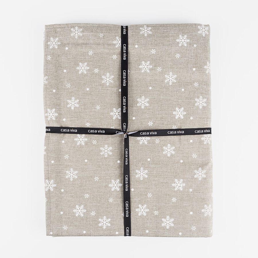 Mantel de Navidad gris Copos de nieve 150x250cm