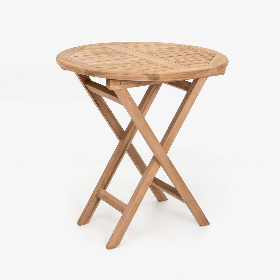 Mesa exterior plegable de madera de teca Azores Ø70x75cm
