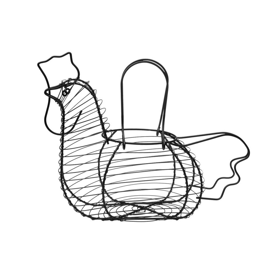 Huevera de acero negro Gallina 35x18x25cm