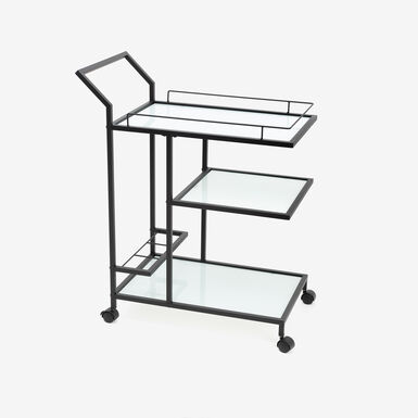 Camarera de metal y cristal negro 38x70x86cm