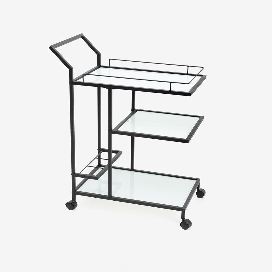 Camarera de metal y cristal negro 38x70x86cm