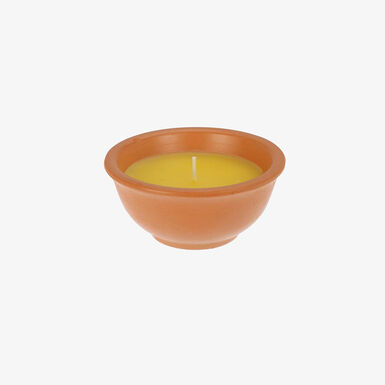 Vela de citronela amarilla de cera en maceta de terracota 11x5cm