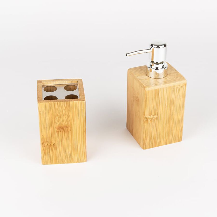 Vaso portacepillos de bambú