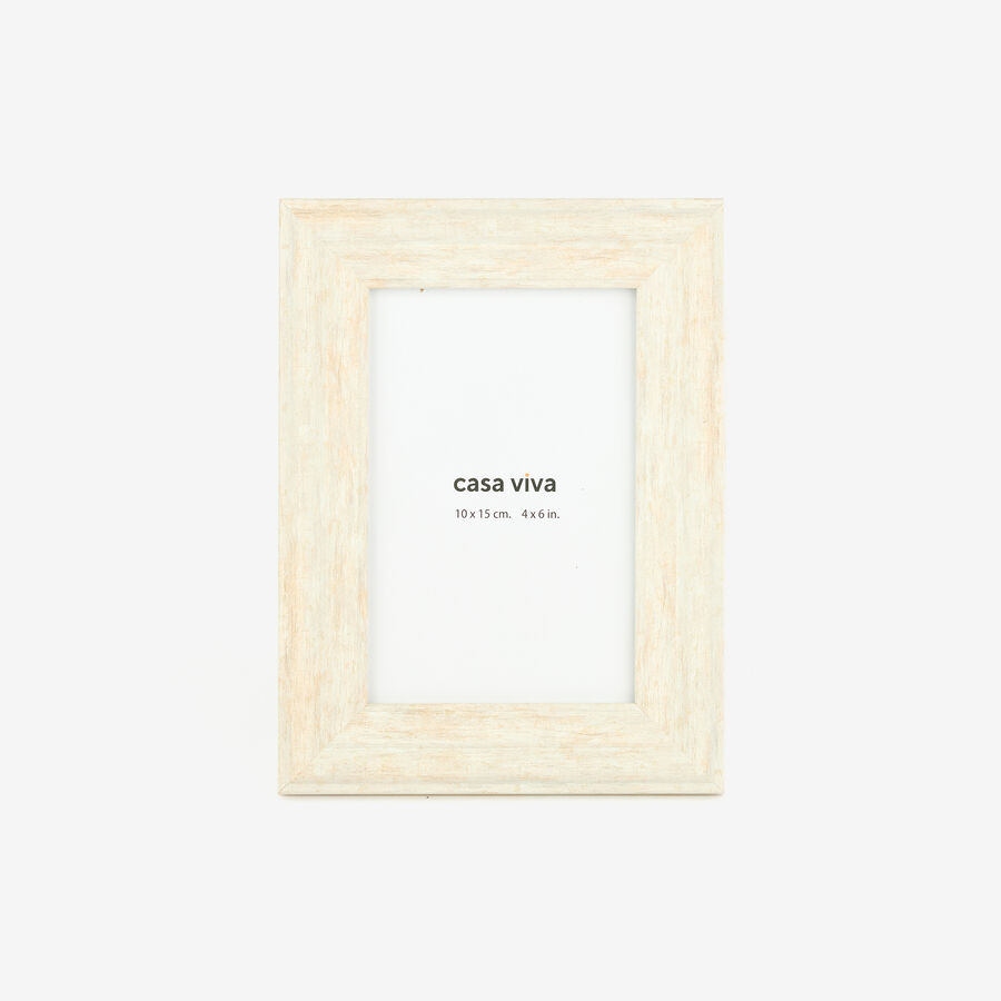 Marco de fotos de madera MDF decapada blanco Maren 10x15cm