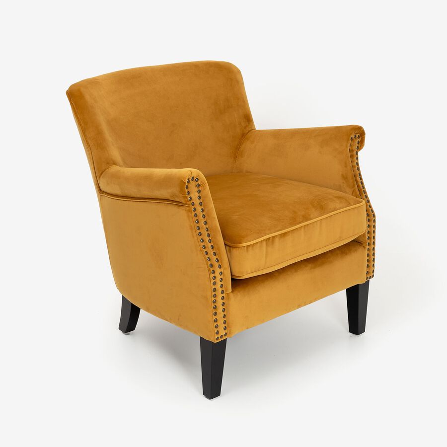 Butaca de terciopelo mostaza Aurora 79x75x79cm Clau&Chloe