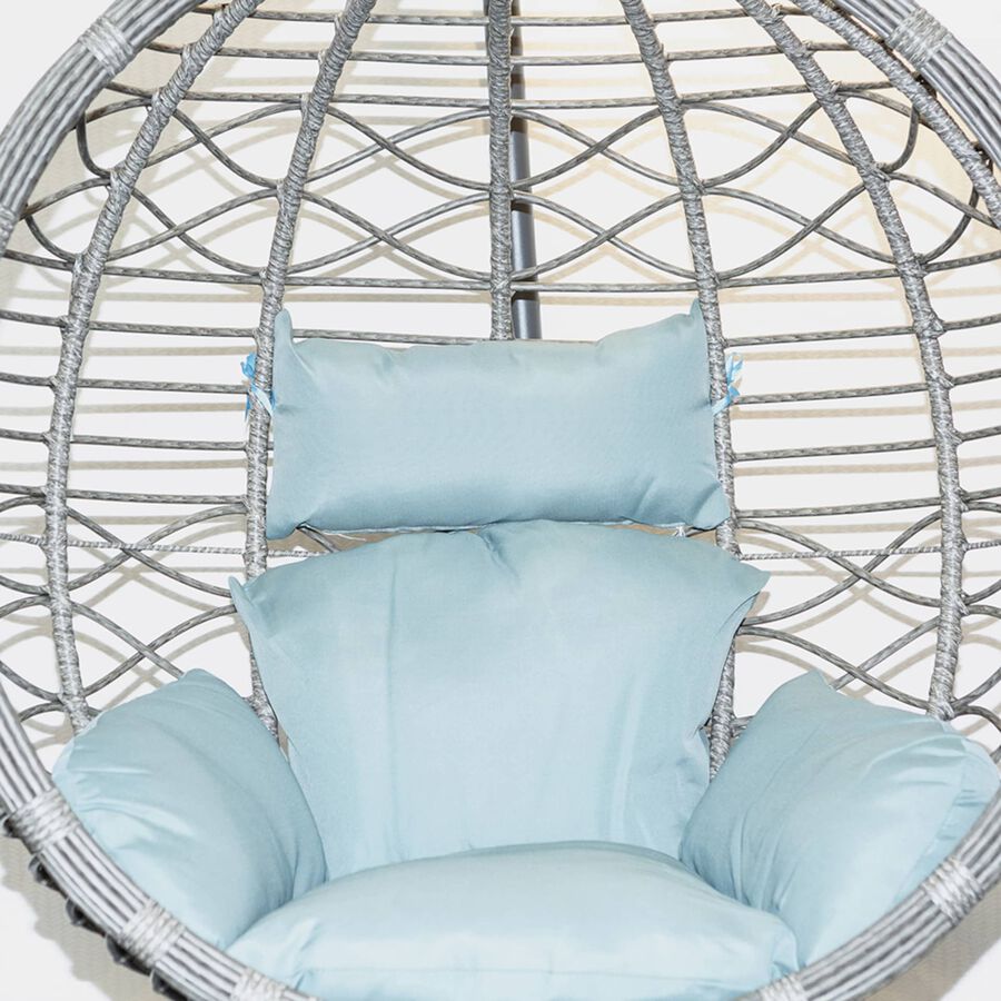 Sillón colgante de jardín con cojín y reposapiés de ratán sintético Cozumel 120x103x190cm Clau&Chloe