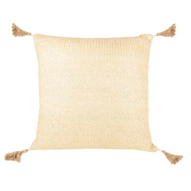 Coj&iacute;&shy;n de yute marr&oacute;n con borlas 42x42cm