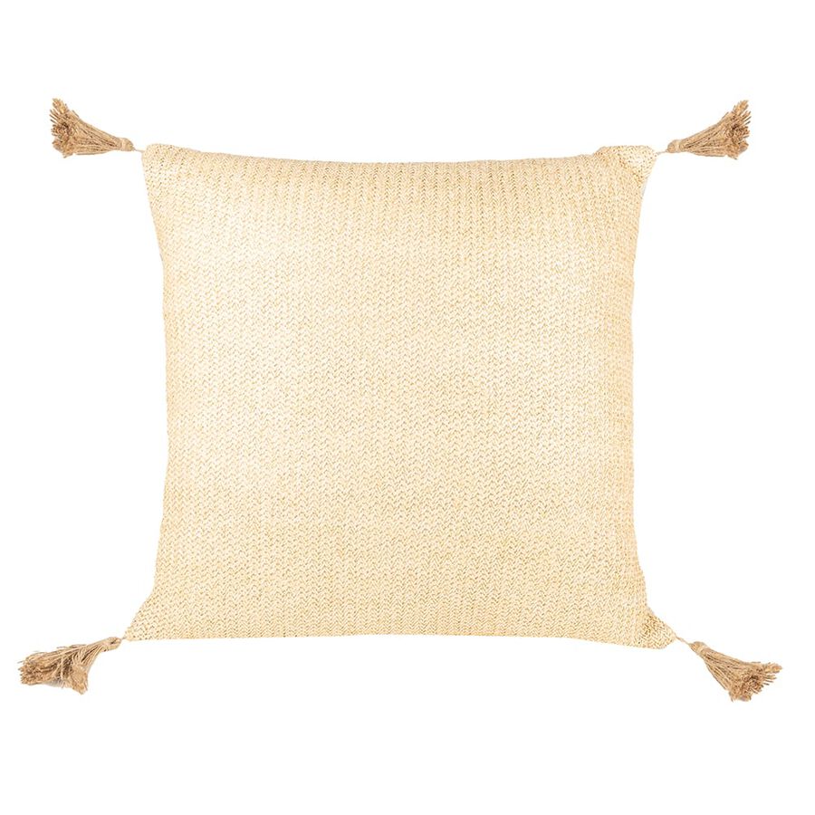 Coj&iacute;&shy;n de yute marr&oacute;n con borlas 42x42cm