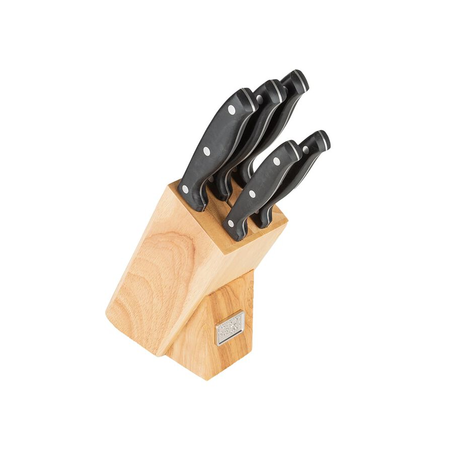 Tacoma de madera con 5 cuchillos de acero inoxidable