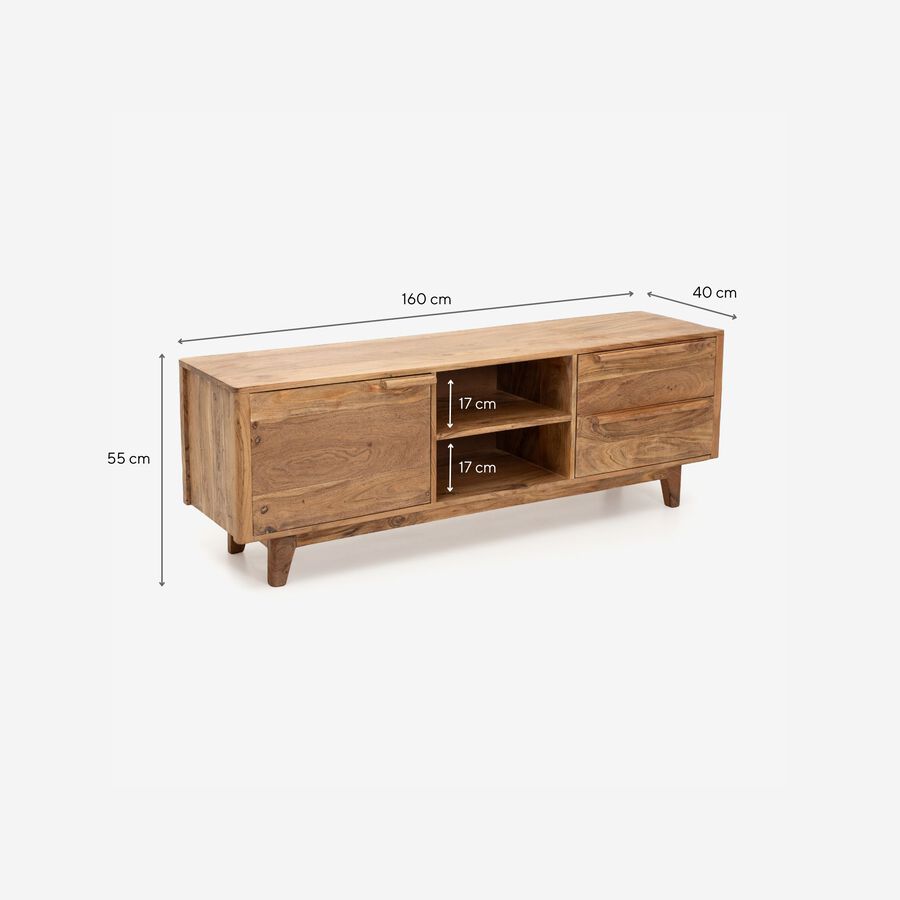 Mueble de TV de madera de acacia Attic 160x40x55cm Clau&Chloe