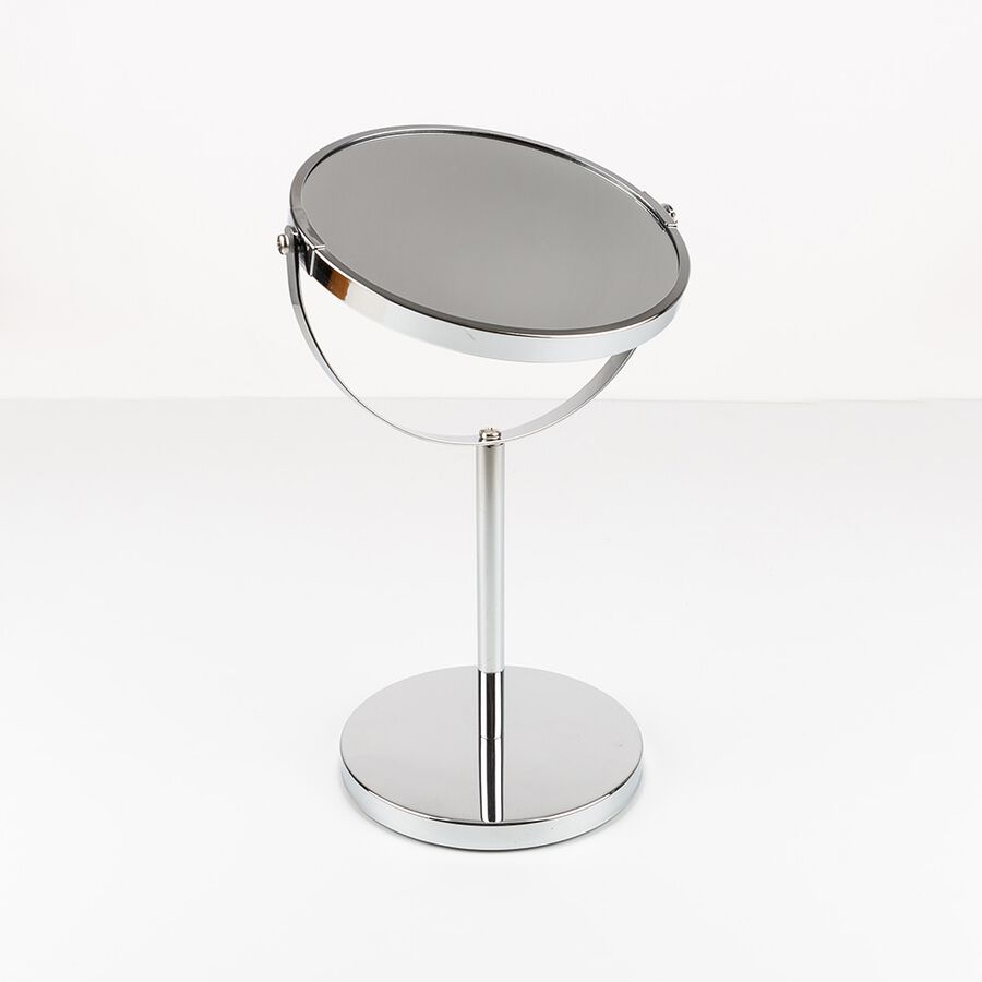 Espejo de ba&ntilde;o con pie de metal 3 aumentos 15x35cm