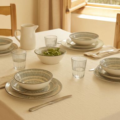 Vajilla de porcelana de 18 piezas estampado gris Saik